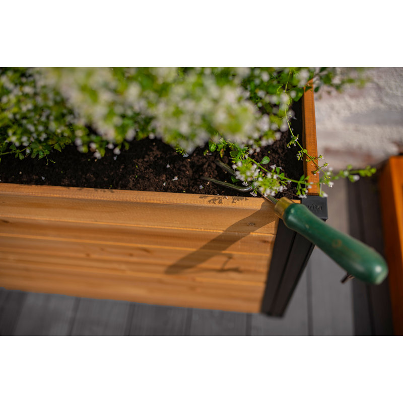 Mezza 39" Cedar Parklette Planter with Black Posts