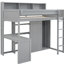 Lit mezzanine simple, bois robuste et gris avec lit de rangement pratique avec structure résiliente et grand lit-2130843580