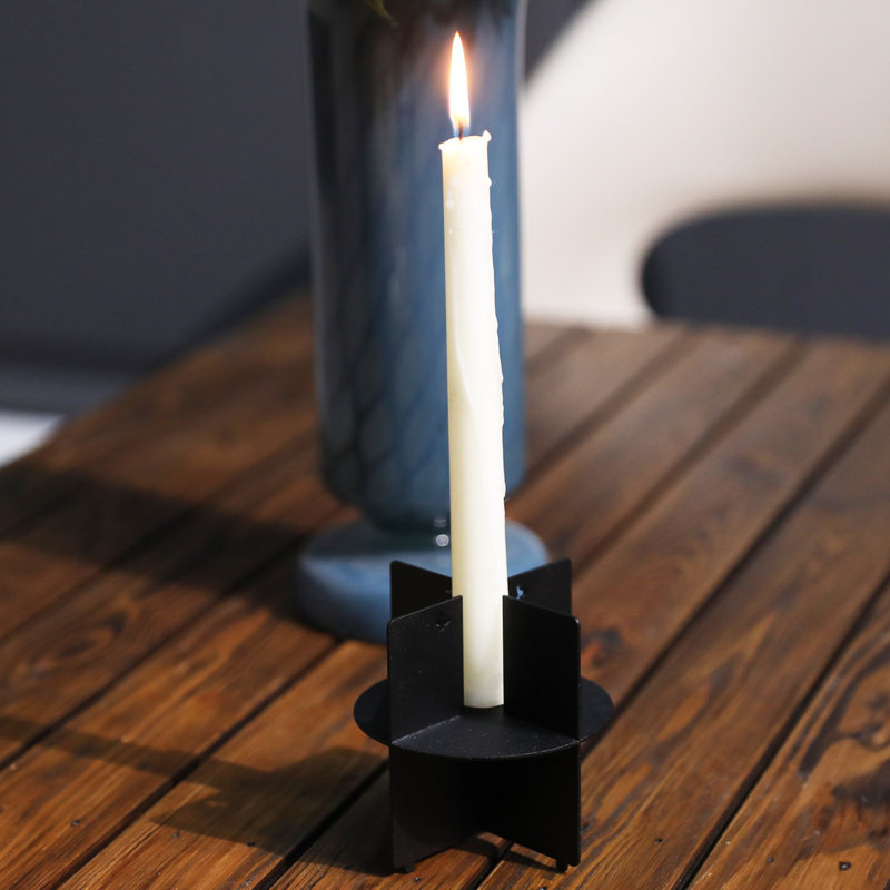 Metal Tabletop Candlestick, Black