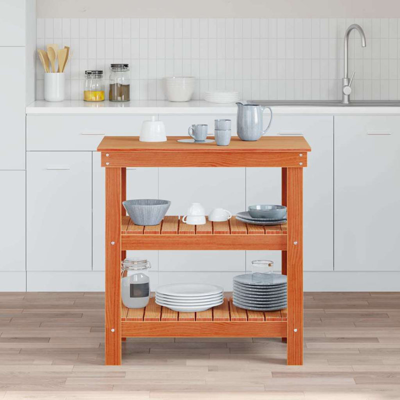 Work Bench 50x80 Cm Solid Wood Pine, Brown, 80cm H  x 78.5cm W  x 50cm D