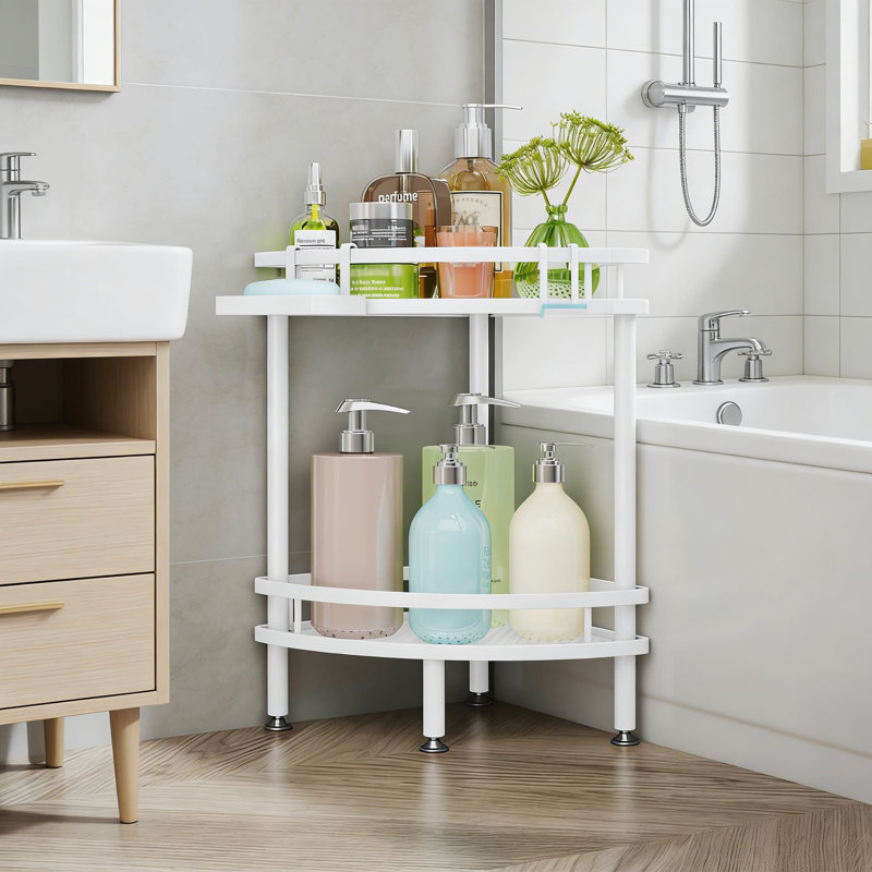 Corner Shower Caddy - 2-Tier Rustproof Shower Organizer With Soap Holder And Hooks, Space-Saving Bathroom Storage Shelf With Adhesive Mounting