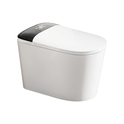 Smart Toilet with Built-in Bidet and Tankless Flush System, Ceramic One-Piece Bathroom Suite