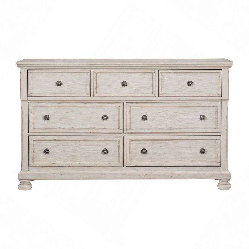 Commode à tiroirs, finition blanche antique