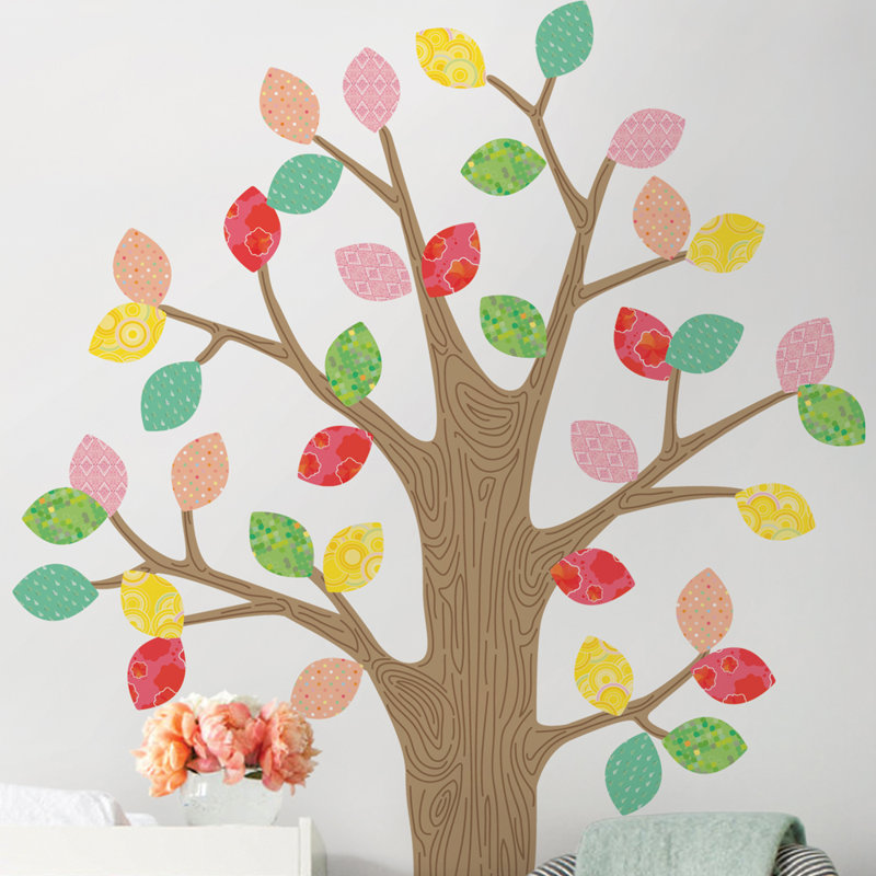 1066 Spring Leaves & Latte Brown Trunk, 88"H x 61"W