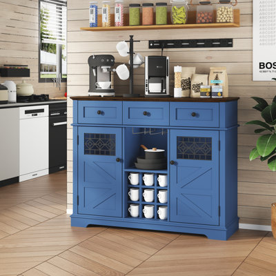 Coffee Wine Bar Cabinet With 3 Drawer