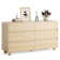 6 Drawer Dresser For Bedroom, 53" Wide Wood Dresser & Chests Of Drawer With Hidden Handles& Curved Profile Design, Wooden Dresser TV Stand For Bedroom, In-Wall Closets., Living Room, Hallway