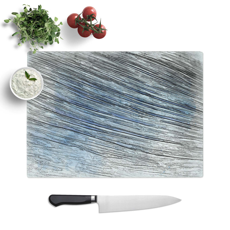 Tempered Glass Sweeping Lines Chopping Board, 28.5 cm W x 20 cm L