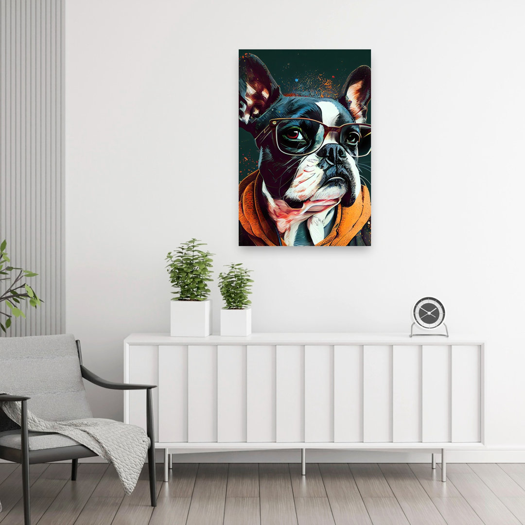 Stylish Boston Terrier Contemporary Dog Wall Art Print