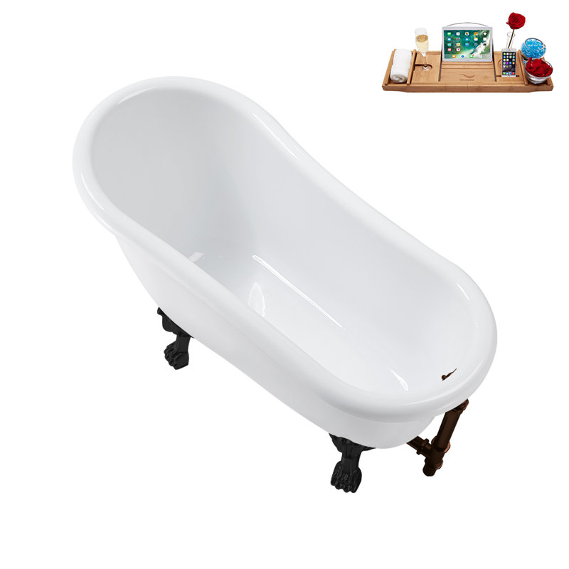 53.1'' x 25.6'' Soaking Acrylic Bathtub, Matte Black, Matte Oil Rubbed Bronze