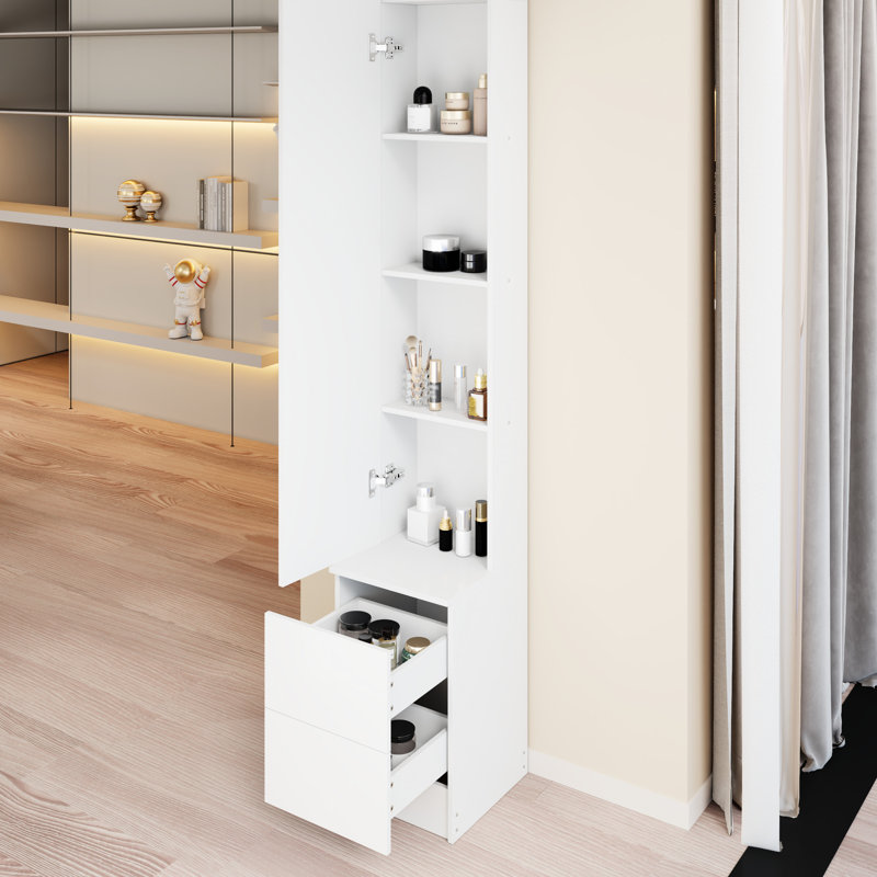 Miroir à DEL 11,8 po x 15,7 po x 63 po, luminosité réglable en 3 couleurs, rangement multicouche pour les cosmétiques et les bijoux