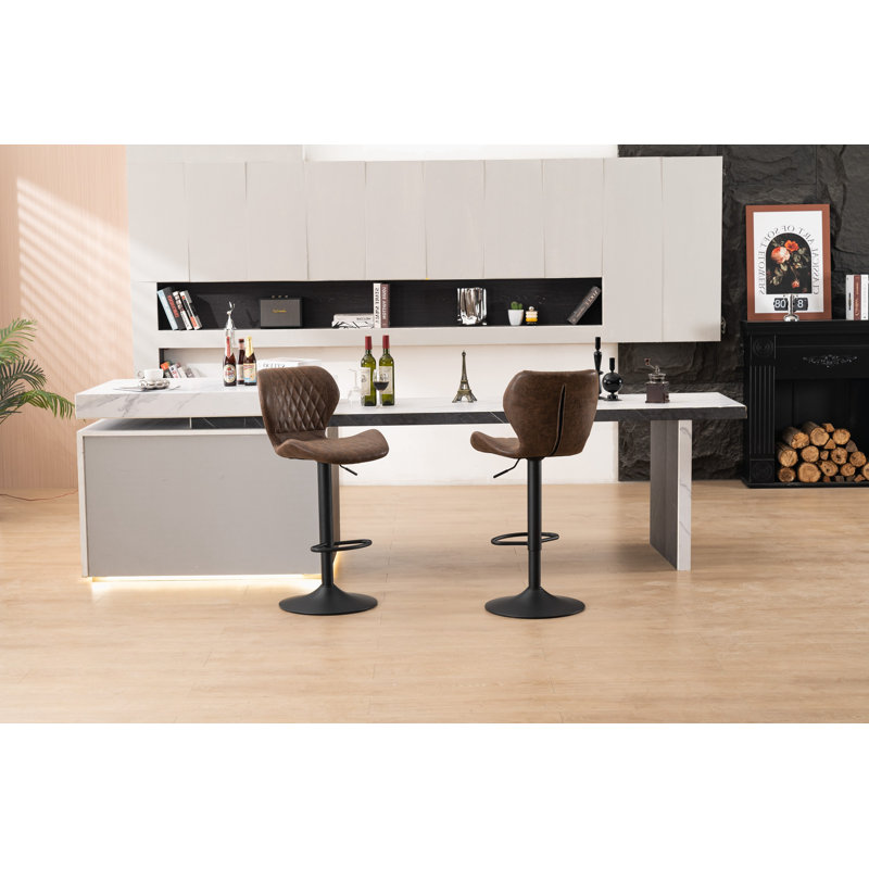 Adjustable Height Counter Stool with Metal Frame
