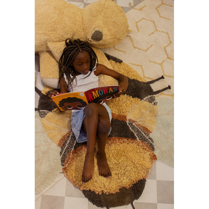Tapis rectangulaire en coton tissé à la main Planet Bee