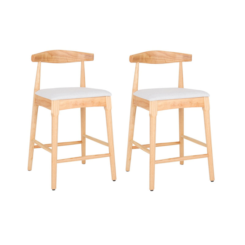 Modern Design Solid Wood Counter Stools Upholstered Counter Stools with Wood Legs for Kitchen Island Dining Room Bar, Natural