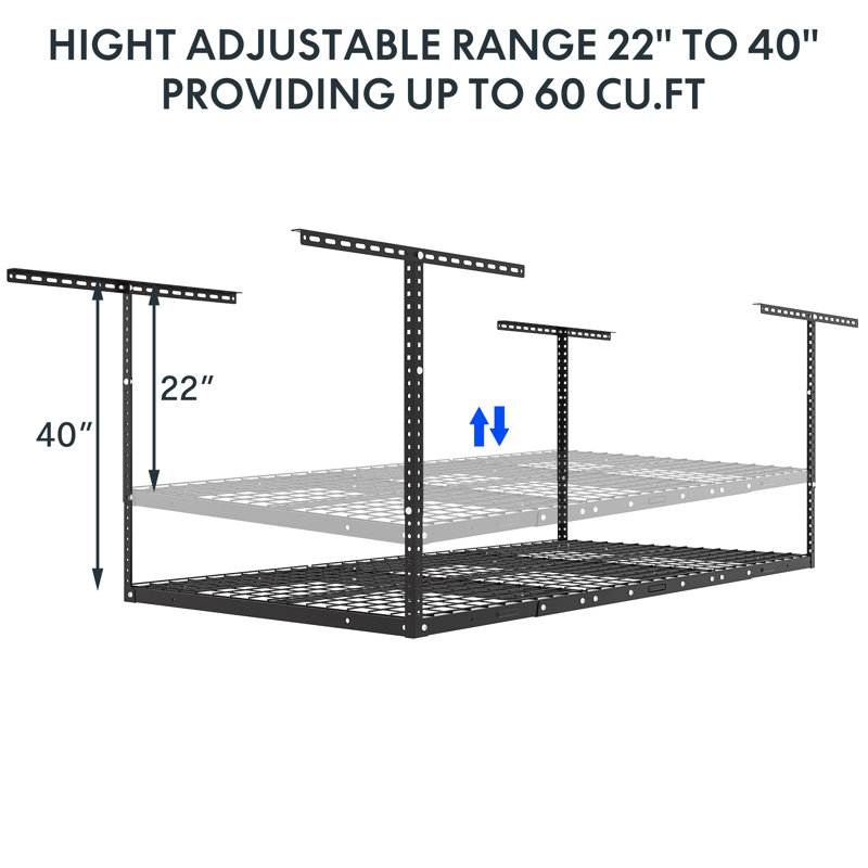 Support pour plafond réglable en acier l 72 po Maryorie, H 40 po x l 72 po x P 36 po, Noir
