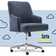 Serta Leighton Modern Mid-Back Office Armchair, Rivet Detail, Memory Foam, Swivel Chrome Metal Base