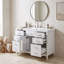 Meuble-lavabo de salle de bain avec lavabo en résine, 6 tiroirs à fermeture en douceur, cloisons amovibles et supports de porte à deux niveaux