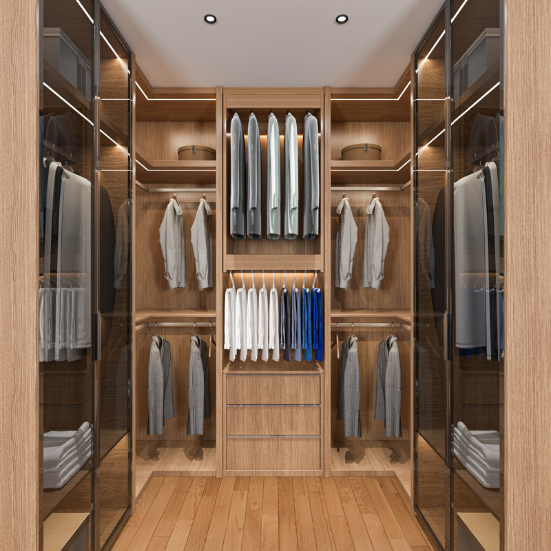 Double Hanging Closet Unit Closet System, 46" x 31.5" x 14", Wood