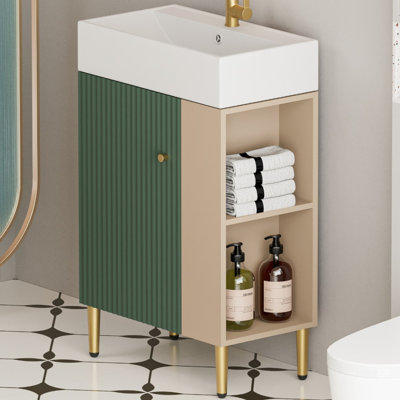 21.6'' Single Bathroom Vanity with Ceramic Top