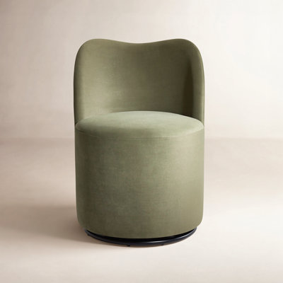 Basel Johanna Modern Upholstered Swivel Dining Chair with Curved Back