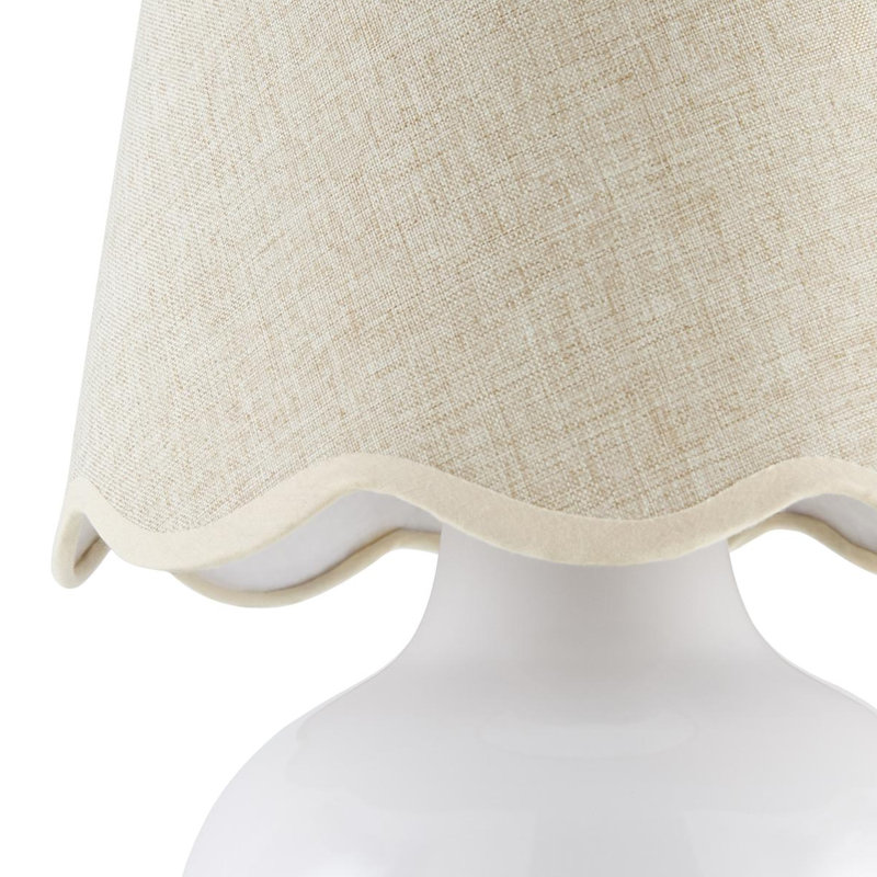 Abat-jour festonné coloré Momsen, Beige, Blanc très luisant