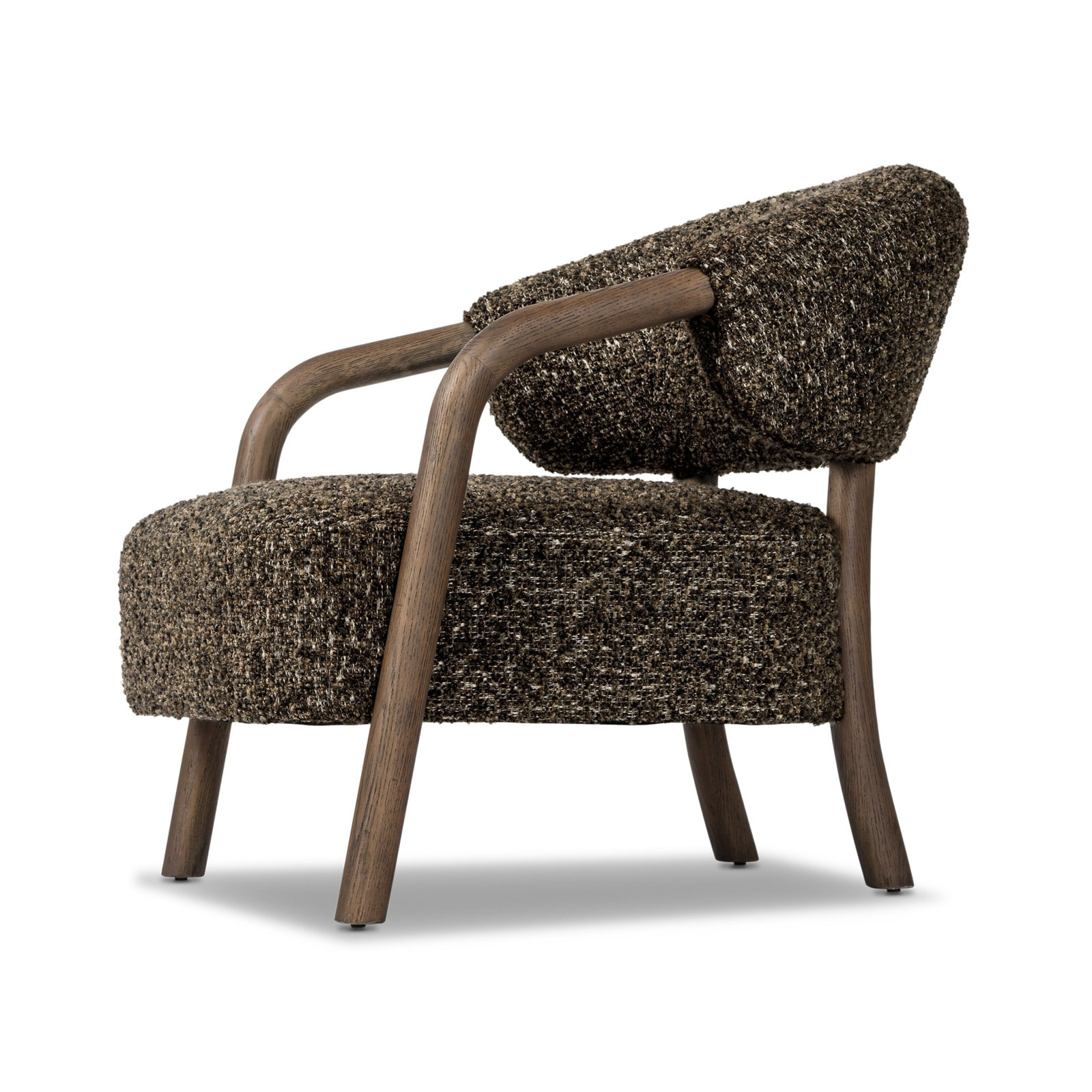 Citrine Shearling Upholstered Armchair, Ivan Granite Boucle, Almond Oak