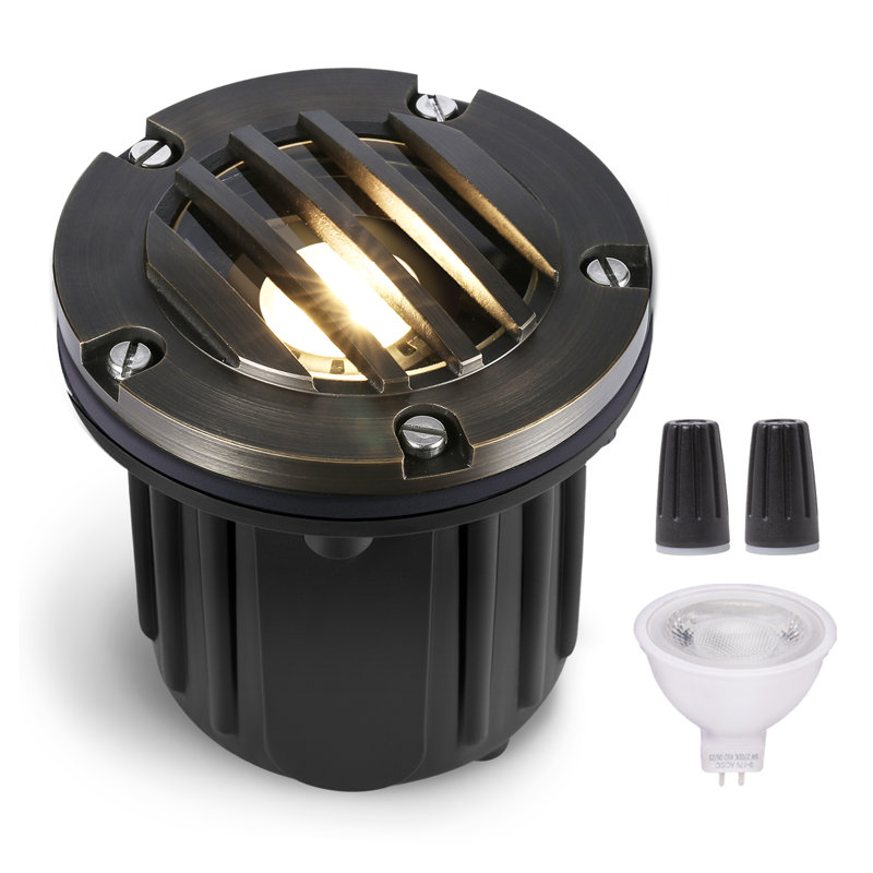 White Low Voltage Integrated LED Solid Brass Well Light Kit