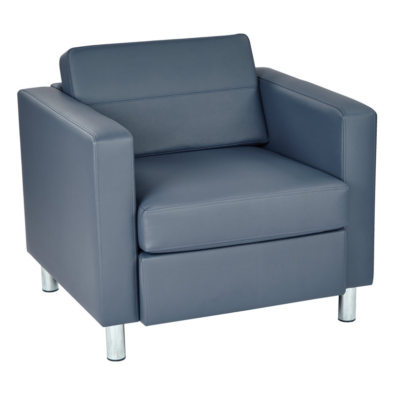 Desantiago Upholstered Armchair, Antimicrobial Blue Faux Leather