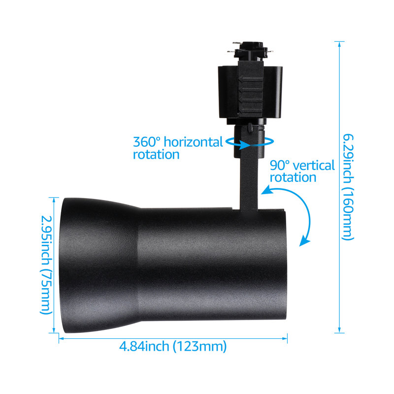 Rail d'éclairage DEL à intensité variable, type H, 10 W, CRI90, 700 lm, 65 W Eqv., Noir, 3000 K