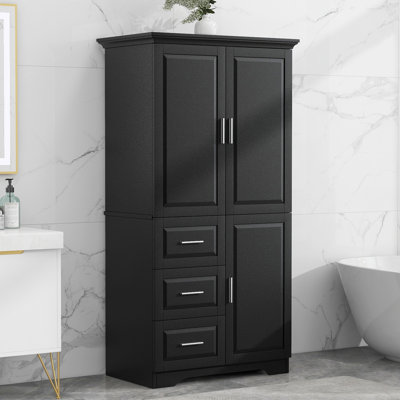 Tall and Wide Storage Cabinet with Doors and Drawers for Bathroom, Office