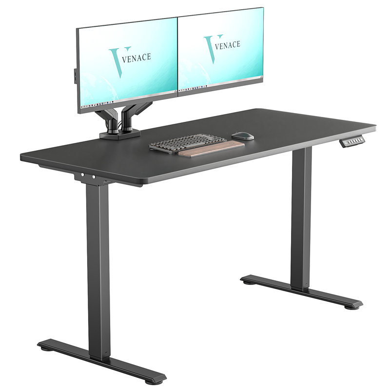  Bureau debout double VVENACE, H 46,5 po x l 47,24 po x P 23,62 po, Noir, Noir
