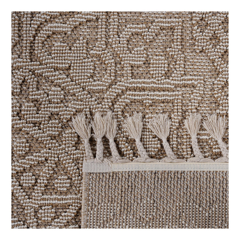 Collection Beige / Medallion Indoor / Outdoor Area Rug, Rectangle 7'9" x 10'