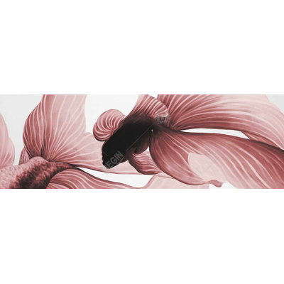 Décoration de salon asiatique | Toile blanche avec deux œuvres d'art rouge Betta