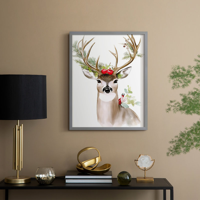 «Christmas Holiday Art XLI», reproduction encadrée - bois massif, Grey, 11" H x 9" W