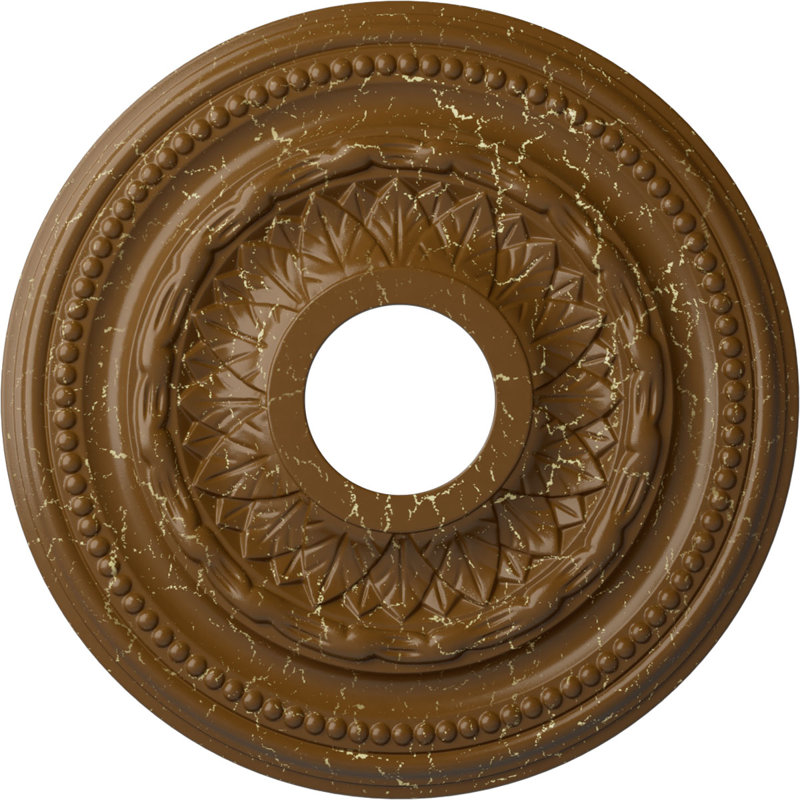 Médaillon de plafond H 15,75 po x l 15,75 po x P 1 po Galway, Craquelure topaze fumée