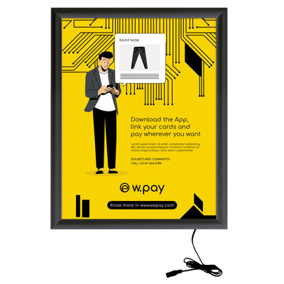 Porte-affiche mural en aluminium avec panneau anti-éblouissant Max Ledbox