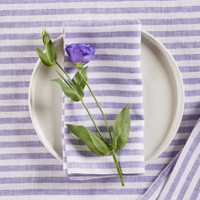 Amalfi Stripe - 100% Pure Linen Dinner Napkins