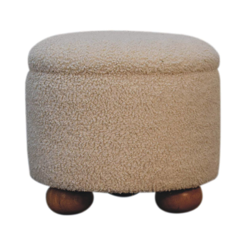 Houghton 37cm Wide Round Solid Colour Ottoman with Storage