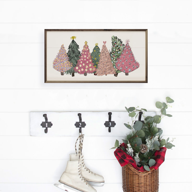 Arbres de Noël roses et verts, L 40 po x H 20 po