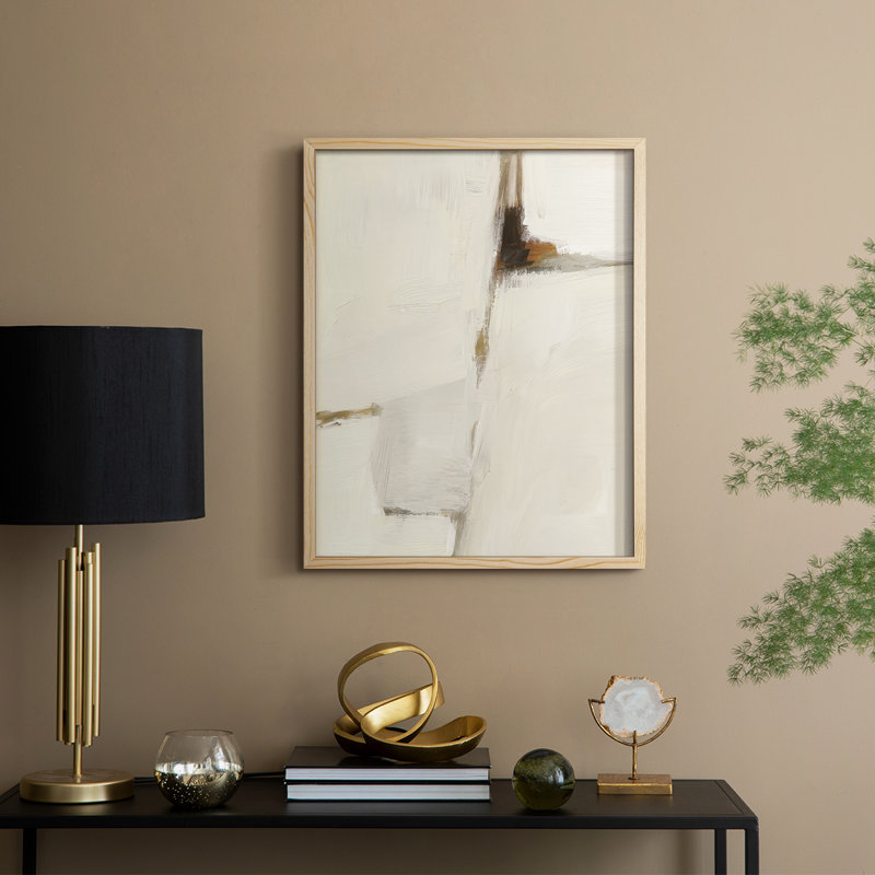 Melding Titanium I Framed Print - Solid Wood, Natural, 11" H x 9" W