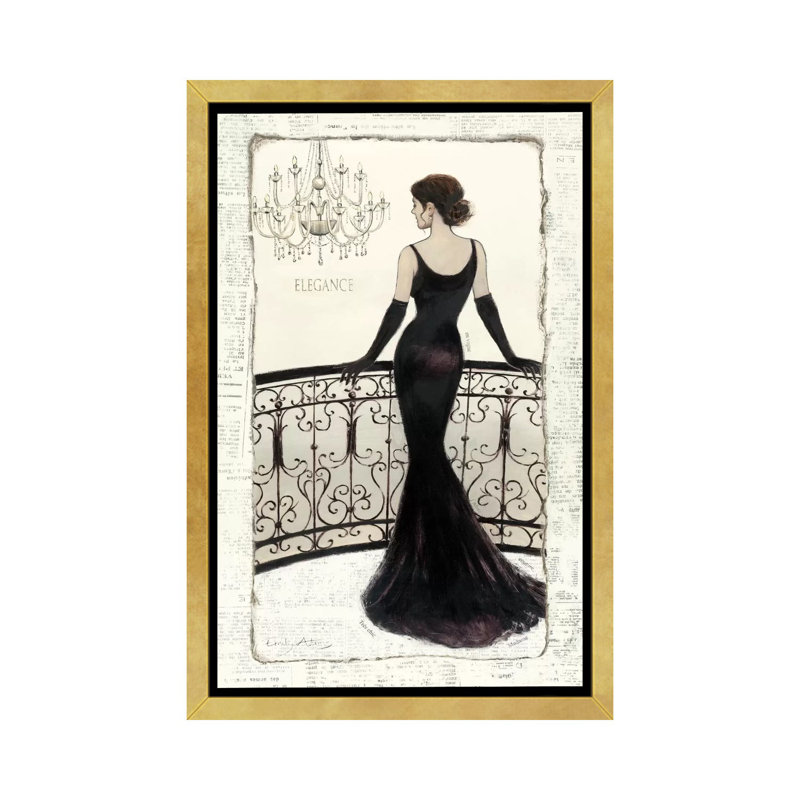 " La Belle Noir " by Emily Adams, 60" H x 40" W x 1.5" D, Gold Framed Canvas