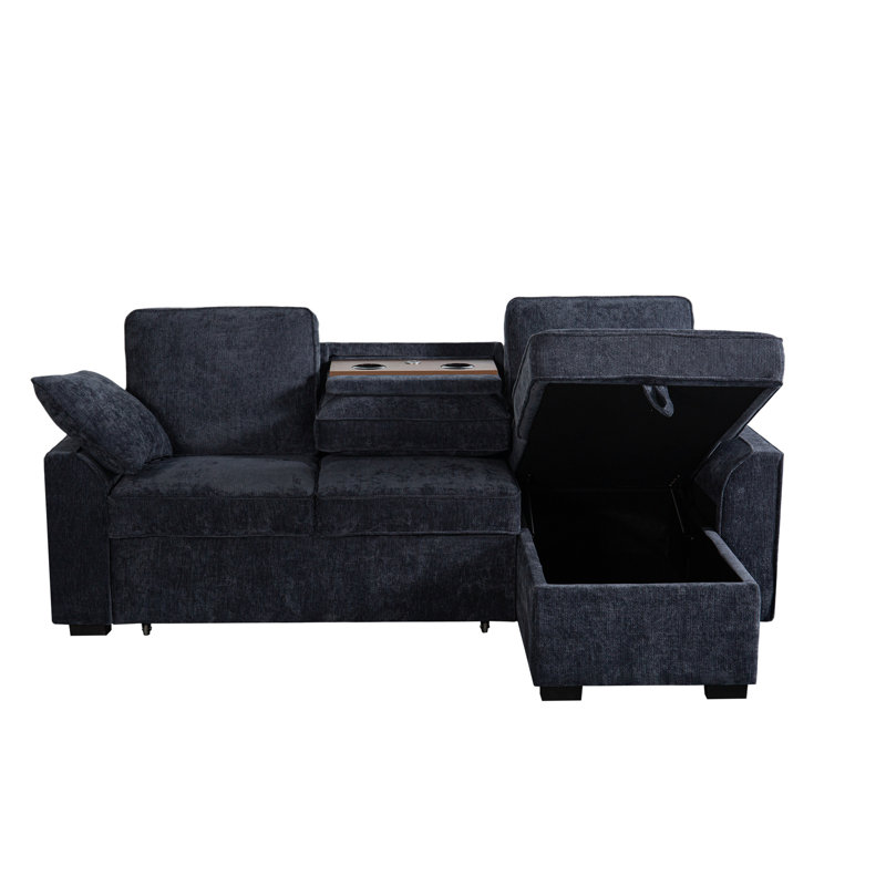 Multi - Functional Sectional Sofa Ensemble Featuring A Removable Cup Holder Tray, Storage - Integrated Chaise And Adjustable Backrests