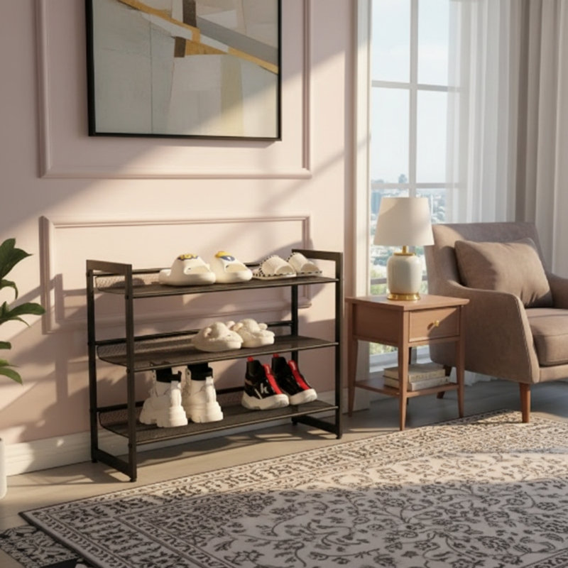 3 Tier Adjustable Shoe Rack With Open Shelves, Freestanding Storage Organizer For Entryway, Hallway, Or Front Door