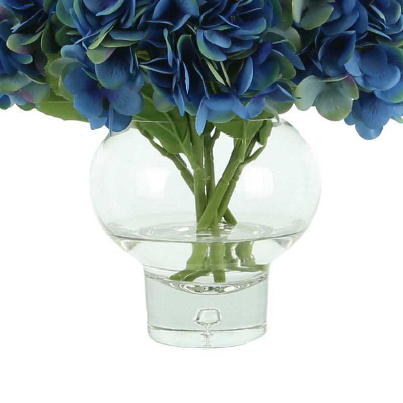 Faux Floral Arrangement in Vase, Blue