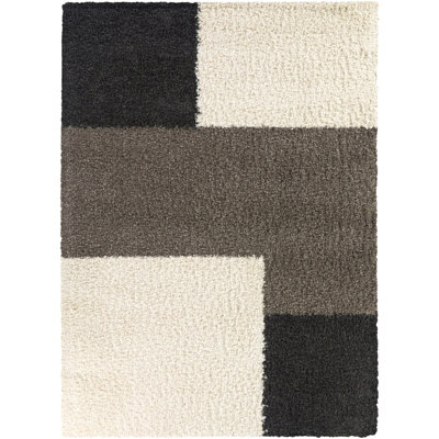 Roger Cream Geometric Shag Area Rug