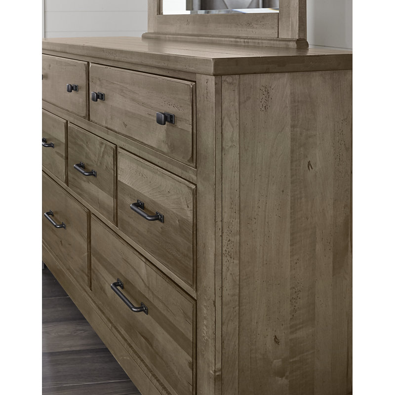 Nowicki Solid Wood 62'' W 7 - Drawer Dresser, Stone Gray