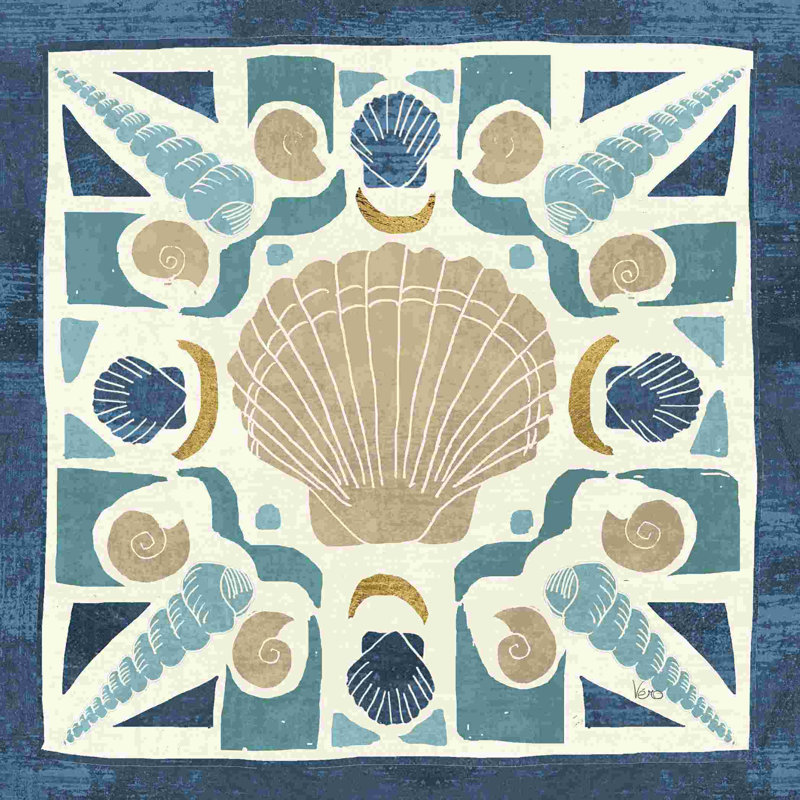 «Undersea Blue Tile II» par Véronique Charron, impression sur toile tendue, H 12 po x l 12 po, Non, Toile tendue