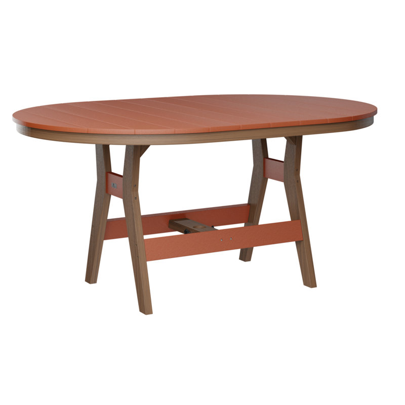 Harbor Outdoor Oval Bar Table, Antique Mahogany, 38.87" H x 64" W x 44" D, Mango Orange