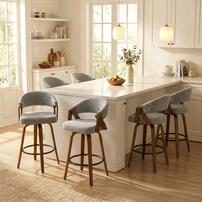 Providence Upholstered Swivel Counter Stool, Gray