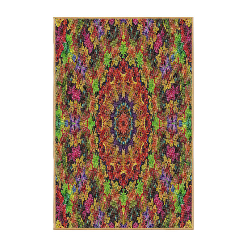 Tapis rouge/vert/bleu tissé à la machine, Rectangle 8 pi x 10 pi