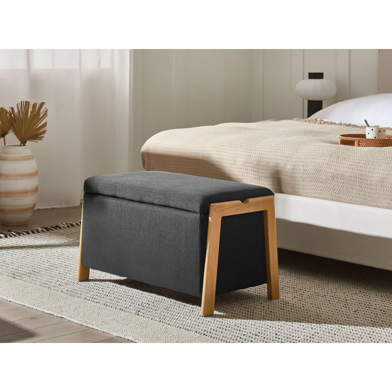 EDLAND Upholstered Storage Bench, Black